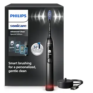 Philips Sonicare AdvancedClean Limited Edition Elektrische Zahnbürste mit Smart Screen, Drucksensor, 5 Putzmodi und Timer, Schwarz