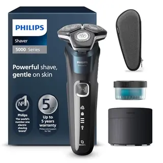 Philips Shaver 5000 Elektrischer Rasierer für Herren, Nass- und Trockenrasur, mit Trimmer, Reinigungsstation und Transporttasche
