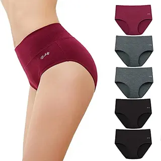 anqier Damen Unterhosen, 5er Pack Hohe Taille Baumwolle Panties