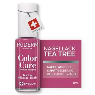 PODERM Teebaum Nagellack Color Care Himbeere - 2-in-1 Pflege für brüchige Nägel - Hergestellt in der Schweiz