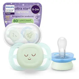 Philips Avent Ultra Start Schnuller – Leuchtet im Dunkeln, kiefergerecht, für Neugeborene, BPA-frei, 2er-Pack