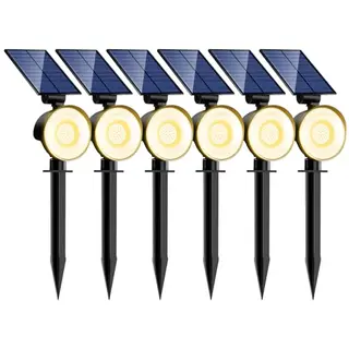 nipify Solarlampen für den Garten, 6 Stück, IP65 wasserdicht, 3 Helligkeit, warmweiß, Außenleuchten für Wege und Wände