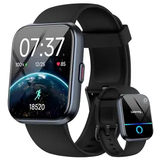 Smartwatch für Herren und Damen, 1.85" mit Telefon, WhatsApp, Herzfrequenz, Schlafmonitor, 10 Tage Akku, wasserdicht, kompatibel mit Samsung, iOS und Android