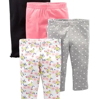 Carter's Baby-Mädchen 4-Pack Pants, Grau/Rosa/Schwarz/Weiß, für 0 Monate
