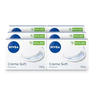 NIVEA Creme Soft Pflegeseife (6 x 100g) - milde Handseife mit Mandel-Öl für sanfte Reinigung und Pflege