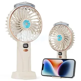 Fitabok Handventilator: Tragbarer USB-C Mini-Ventilator mit 5 Geschwindigkeiten, 4000 mAh Akku, LED-Anzeige für Büro, Outdoor & Reisen