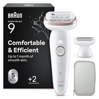 Braun Silk-épil 9 Epilierer Damen, wasserdicht, inkl. Rasier- und Trimmeraufsatz, für glatte Haut