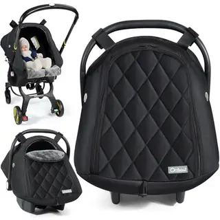 Orzbow Fußsack für Babyschale, Winter, universell, maschinenwaschbar, Schwarz