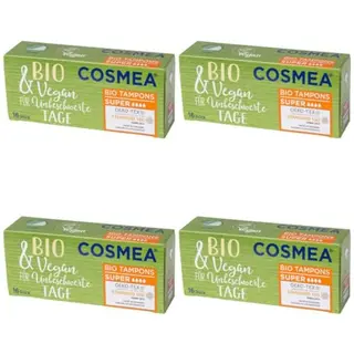 Cosmea Bio Tampons Super – 16 Stück | 100% Bio-Baumwolle | Vegan & Dermatologisch getestet | Einzelverpackt