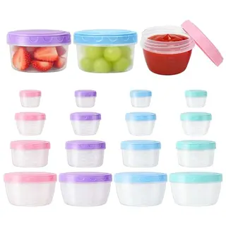 LANSKYLAN 16er Set Kleine Vorratsdosen - BPA-frei, stapelbar, 80ml bis 600ml, für Snacks und Babynahrung - Lila, Grün, Blau, Pink