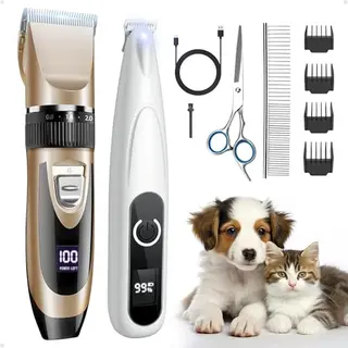 PAPMINI 2-in-1 Hundeschermaschine und Trimmer mit LED, leise für kleine und große Hunde und Katzen
