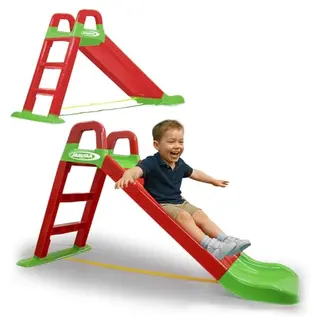 Jamara Funny Slide Rutsche rot – Robust, mit sanfter Landung, breiten Stufen und Sicherheitsgriffen