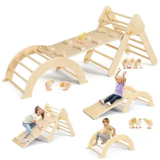 CUPCHID 7-in-1 Montessori Kletterdreieck für Kleinkinder, Indoor Spielzeug mit Rutsche