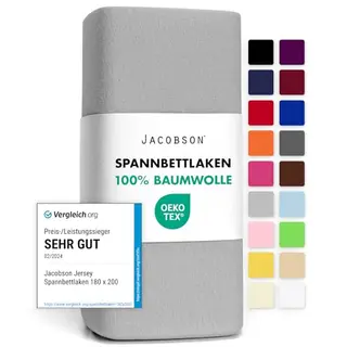Jacobson Jersey Spannbettlaken Baumwolle 140x200-160x200 cm Grau