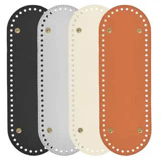 Huucozn 4er Set Taschenboden 30 x 10 cm für Häkelprojekte - PU Leder Bodenformer mit Löchern