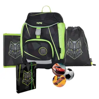 OXY BAG Schulranzen 5-teiliges Set für Jungen und Mädchen, ergonomisch, mit Federmäppchen, Turnbeutel, austauschbare Patches, leicht, reflektierende Elemente, ideal für den Schulanfang
