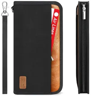 Looxmeer Reisepass Tasche mit RFID-Blocker, für Damen und Herren, Schwarz & Braun