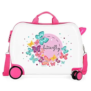 Movom Happy Time Kinder-Koffer, Mehrfarbig, 50x38x20 cm, Hartschale, 4 Räder, Handgepäck, Butterfly Design