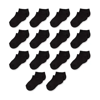 Amazon Essentials Unisex Kinder Baumwollsocken, 14er Pack, Schwarz, L (8-12 Jahre)