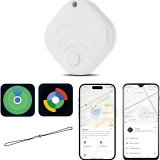 TIMU 1er Pack Dual-System GPS Tracker für Schlüssel, Gepäck & Koffer, kompatibel mit Google Find Hub & Apple Find My, 1" Weiß