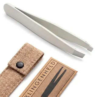 KLINGENHELD® Haargenaue Pinzette - präzises Zupfen, handgeschliffen, in Jute-Etui (50 Farben)