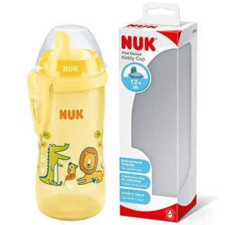 NUK First Choice Kiddy Cup Trinklernbecher 300 ml | Gelbes Krokodil | Auslaufsicher & BPA-frei