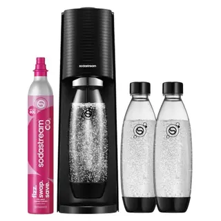 Sodastream TERRA Wassersprudler mit 1 CO2-Zylinder, 2x 1L Flaschen, Höhe 44 cm, Schwarz