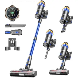 Akku Staubsauger Kabellos 45KPa/550W, 65 Min Laufzeit, Für Tierhaare, Teppiche und Hartböden
