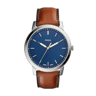 Fossil Herrenuhr, Quarz, Edelstahl- oder Lederarmband, Blau oder Braun, 44mm