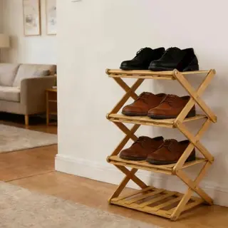 Byfoyif Vertikales Schuhregal aus Bambus, Platzsparend und Faltbar für Eingangsbereich, Schlafzimmer und Kleiderschrank