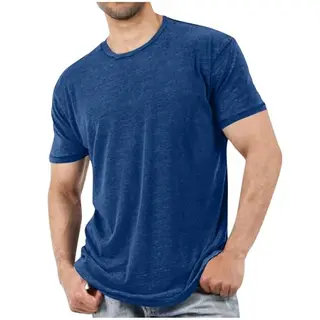 KOG Herren Sommer T-Shirt Kurzarm, Lässig Baumwolle, 4XL, Dunkelblau