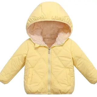 FEOYA Baby Baumwolljacke Kapuzenjacke Wintermantel für Jungen und Mädchen, Dick und Warm, Gelb, 18-24 Monate