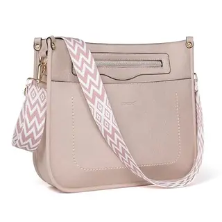 TANTOMI Handtasche Damen Umhängetasche Altrosa, viele Fächer, verstellbarer Riemen, ideal für Alltag und Einkaufen