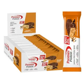 Premier Protein Riegel - Schokolade Karamell - 16x40g - 50% Protein - Low Sugar - Low Carb