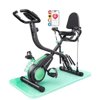 Klappbarer Heimtrainer Fahrrad mit App, 5-in-1 Ergometer, Indoor Hometrainer bis 140 kg, leise