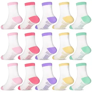GRPSKCOS Stoppersocken Mädchen 15 Paar ABS Rutschsocken für 0-7 Jahre (Weiße Serie 3-5 Jahre)