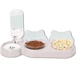 3-in-1 Katzennapf Set mit Futternapf und Wasserspender für Katzen und kleine Hunde