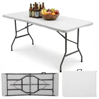 Sekey Klappbarer Buffettisch 152x70 cm | Partytisch für Garten, Terrasse und Balkon - Bis zu 4 Personen (Weiß)