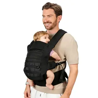 PDBEST Ergonomische Babytrage für Väter, 3-in-1 für Kleinkinder (4-36 Monate), leicht & atmungsaktiv, Schwarz