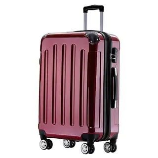 BEIBYE Zwillingsrollen Hartschale Trolley Set Reisekoffer (Rot, M)