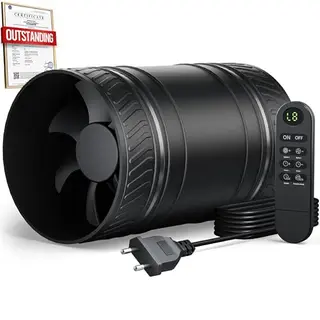 SBONNI 100 mm Rohrventilator mit Timer, 8 Stufen, 310 m³/h, Überhitzungsschutz, Inline-Kanalventilator für Bad, Küche, Keller & Garage
