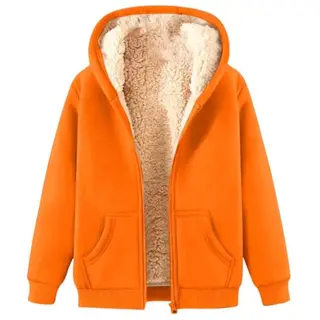 Fleecejacke Damen mit Kapuze und Reißverschluss, warm, elegante Zip Hoodie für Outdoor und Übergang, große Größen, einfarbig, kuschelig