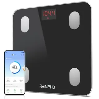 RENPHO Digital Personenwaage mit APP, 180 kg, Bluetooth Körperfettwaage für Schwangere und Babys, Schwarz