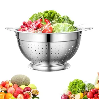 LIMITADA Edelstahl Nudelsieb 24cm – Küchensieb mit Griffen, spülmaschinenfest, ideal für Pasta, Obst und Gemüse
