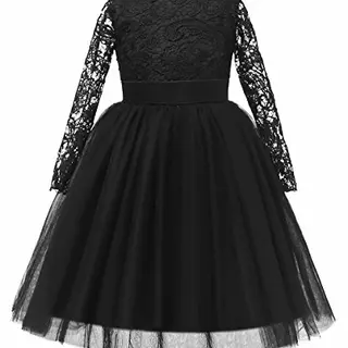 Aibaowedding Blumenmädchenkleid Spitze Prinzessinnenkleid für Mädchen (Schwarz, 6) inkl. Zoll-Angabe