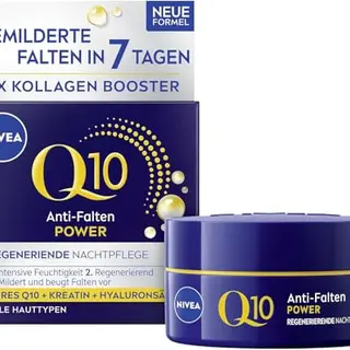 NIVEA Q10 Anti-Falten Nachtpflege 50 ml, straffende Gesichtscreme mit Q10, Kreatin & Hyaluronsäure für alle Hauttypen