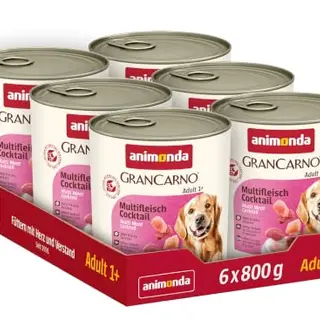animonda GranCarno Adult Multifleisch-Cocktail, 6 x 800 g, Nassfutter für Hunde ohne Getreide