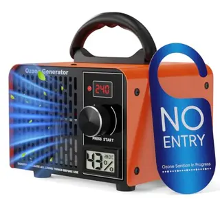 Ozongenerator 168.000 mg/h, 2-in-1 Ozon Luftreiniger mit Timer, Temperatur- und Feuchtigkeitsanzeige, für Auto, Wohnung, Hotels, Küche und Tiergerüche