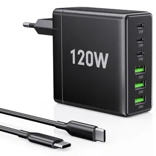 FINIBO 120W USB C Ladegerät – 6 Ports Schnellladegerät für iPad & Smartphone