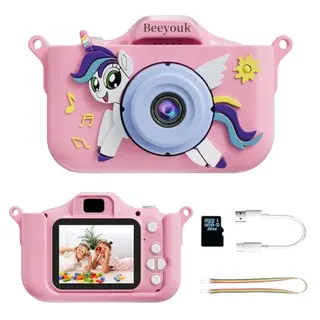 Beeyouk Kinderkamera - Digitalkamera für Mädchen ab 3 Jahren, Einhorn-Design, Spielzeugkamera für Jungen und Mädchen von 4 bis 8 Jahren
